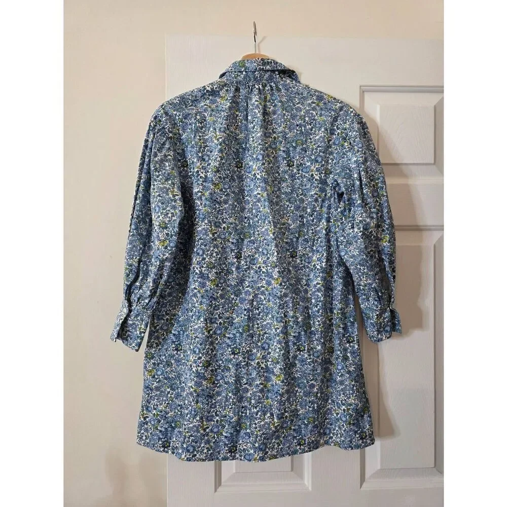 J. Crew LIBERTY Driftwood Puff Sleeve Shirt Dress XSP